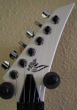 JAckson guitar with jesus tribal graphic