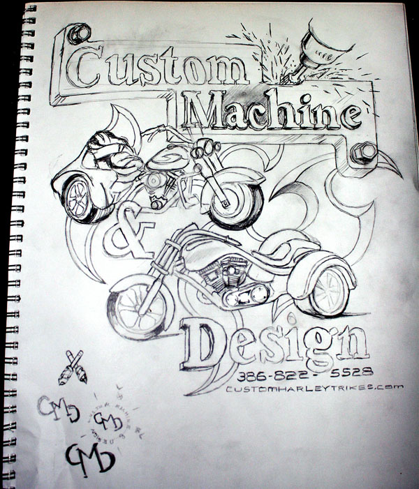 custom machine logo sketch